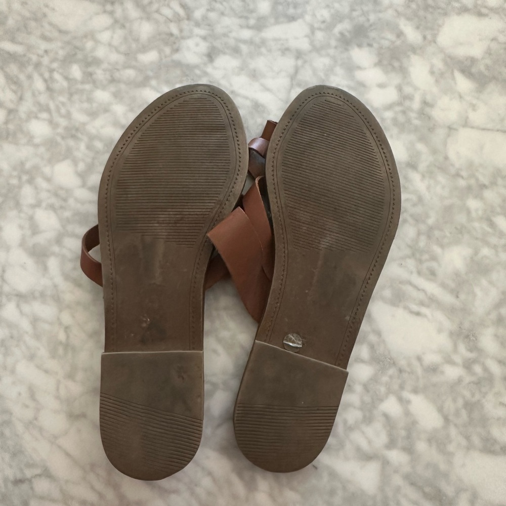 Steve Madden Brown Leather Slide Sandals - Picture 4 of 5